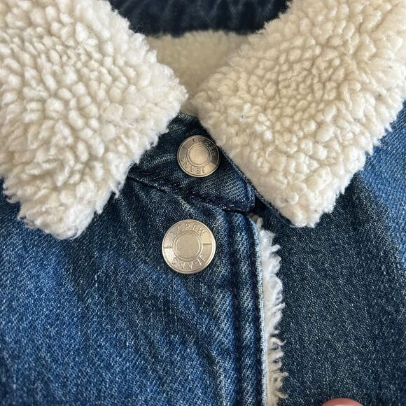 J.Crew, Shearling Lined, Collared, Wide Denim Jacket, sz S/M, Heritage, Rustic - Picture 3 of 6